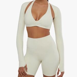 Weworewhat dancer sleeves cream active wear unused